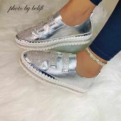 LetcloTM  Versatile Flat Bottom Rhinestone Casual Shoes