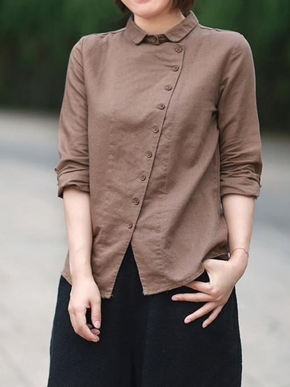 Women's Loose Casual Cotton Linen Long Sleeve Shirt