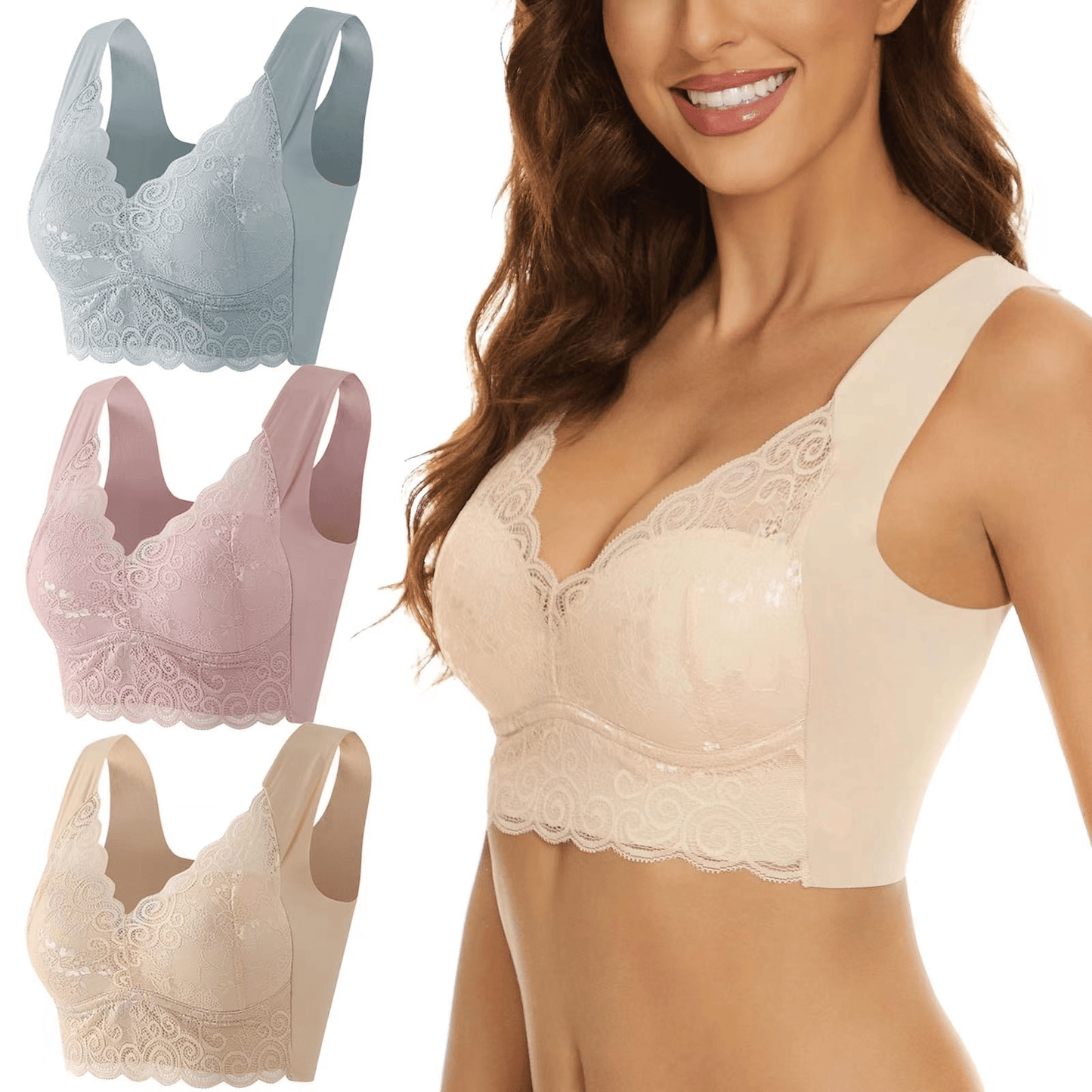 🔥Last Day Buy 1 Get 2 Free😍-Seamless Bra Wireless Push Up Lace Bra