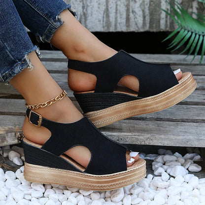 Womens Buckle Platform Sandals